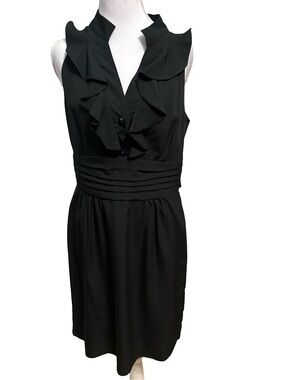 Gianni Bini Black Ruffle-Front Sleeveless Mini Dress